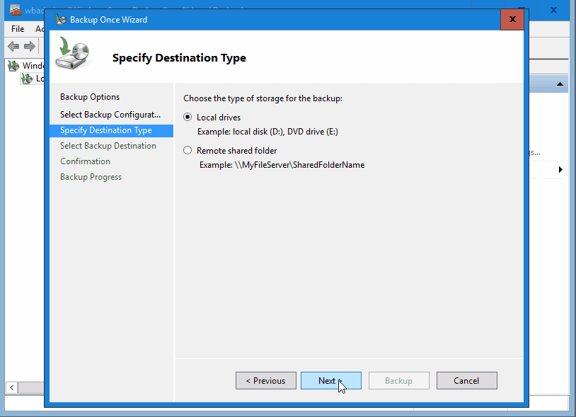 How to Perform One Time Backup with Windows Server