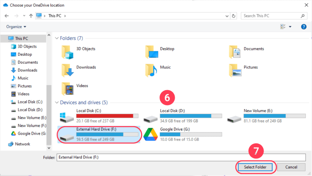 Store on the External Hard Drive